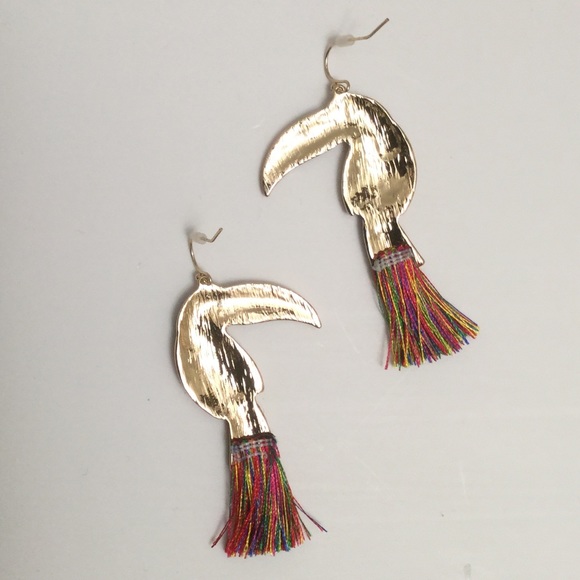 Tropical Bird Jeweled Earrings - Picture 3 of 3